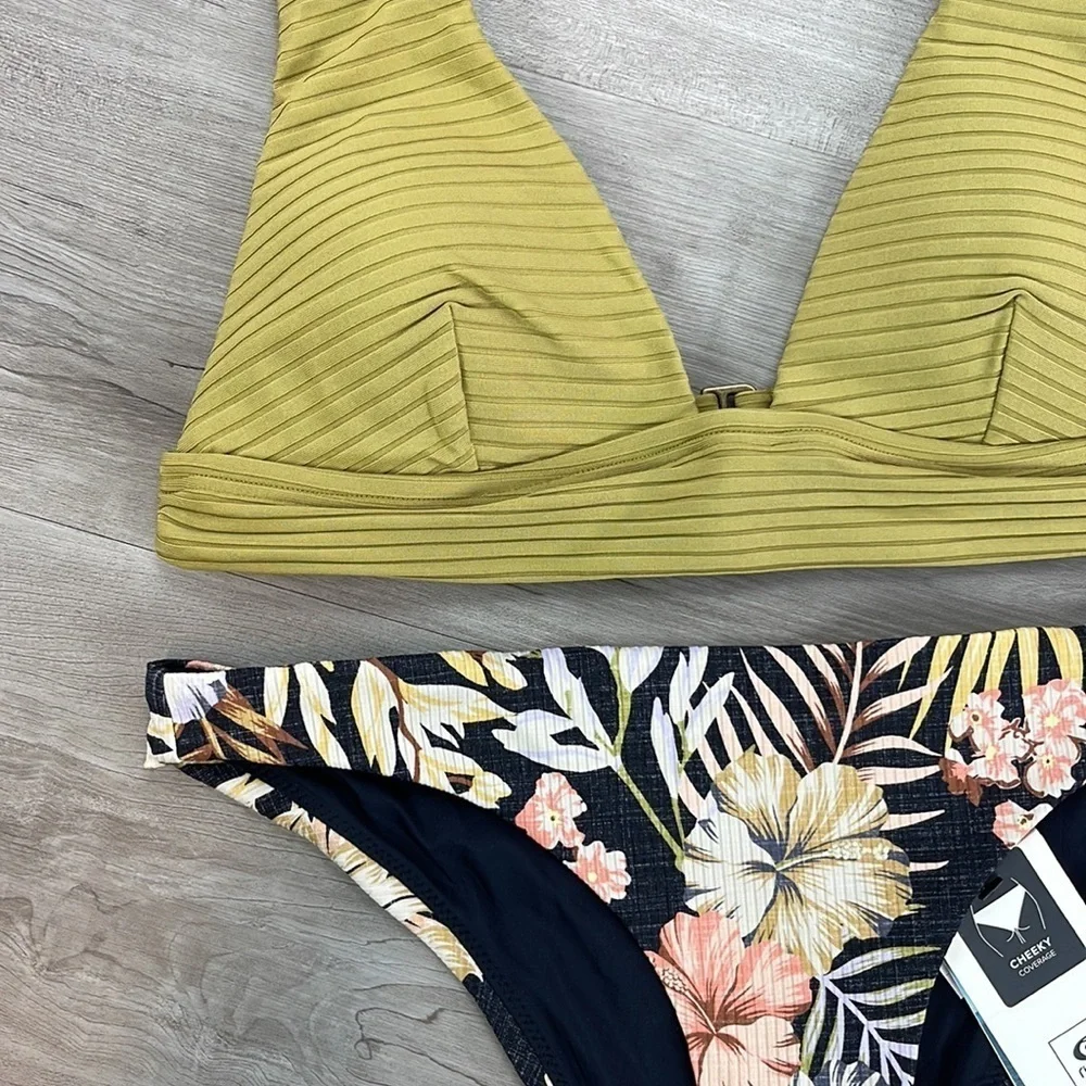 ☀️RIP CURL☀️ PREMIUM SURF DEEP V PARADISE CALLING CHEEKY BIKINI SET